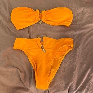 Orange Bikini Set with Gold Accents